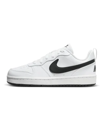 Pantofi sport din piele ecologica Court Borough, Alb/Negru