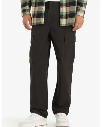 Pantaloni relaxed fit cargo drepti, Negru