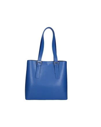 Geanta tote de piele cu etui detasabil, Albastru royal