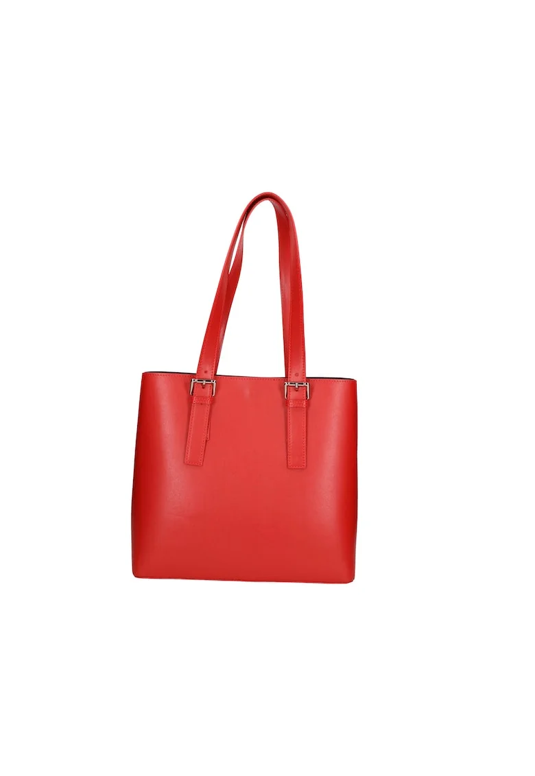 Geanta tote de piele cu etui detasabil, Rosu inchis