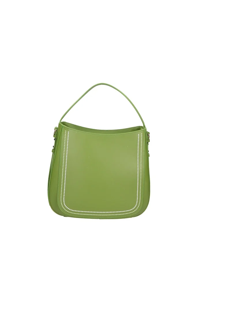 Geanta de piele cu bareta detasabila 24509, Verde