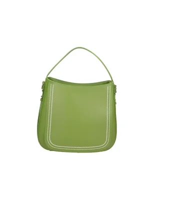 Geanta de piele cu bareta detasabila 24509, Verde