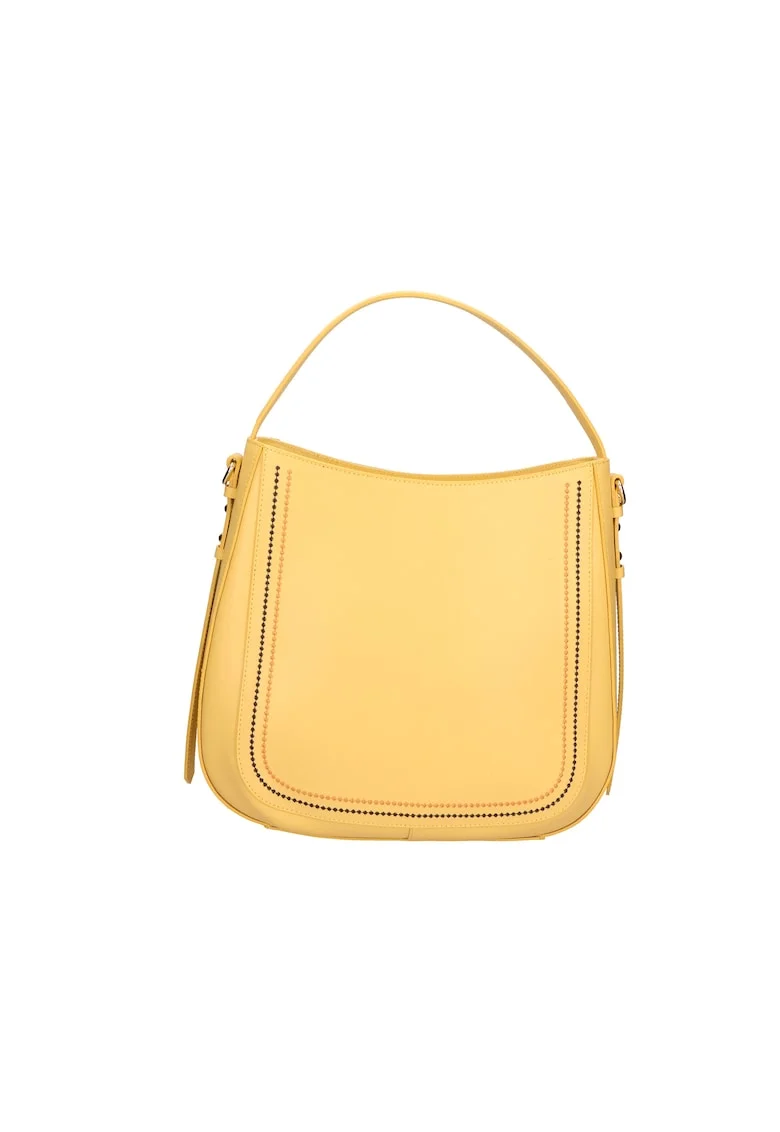 Geanta de piele cu bareta detasabila 24509, Galben deschis