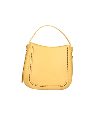 Geanta de piele cu bareta detasabila 24509, Galben deschis