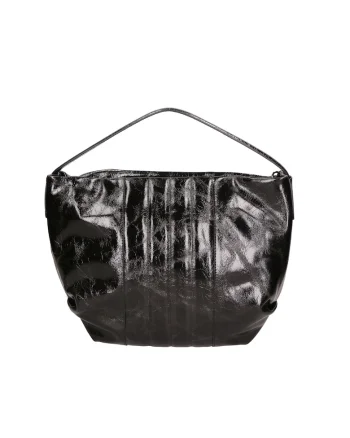 Geanta de piele cu bareta de umar 24151, Negru