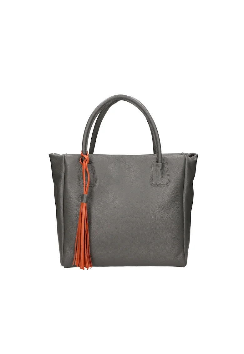 Geanta tote de piele cu canaf, Gri