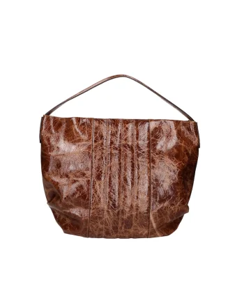 Geanta de piele cu bareta de umar 24151, Maro taupe