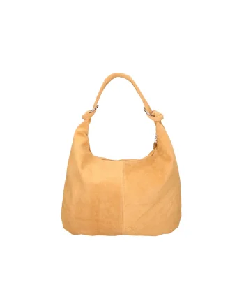 Geanta hobo de piele intoarsa, Caramel