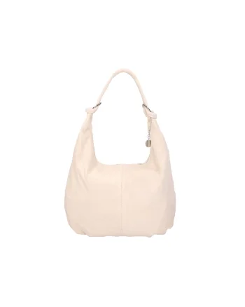 Geanta hobo de piele intoarsa, Bej