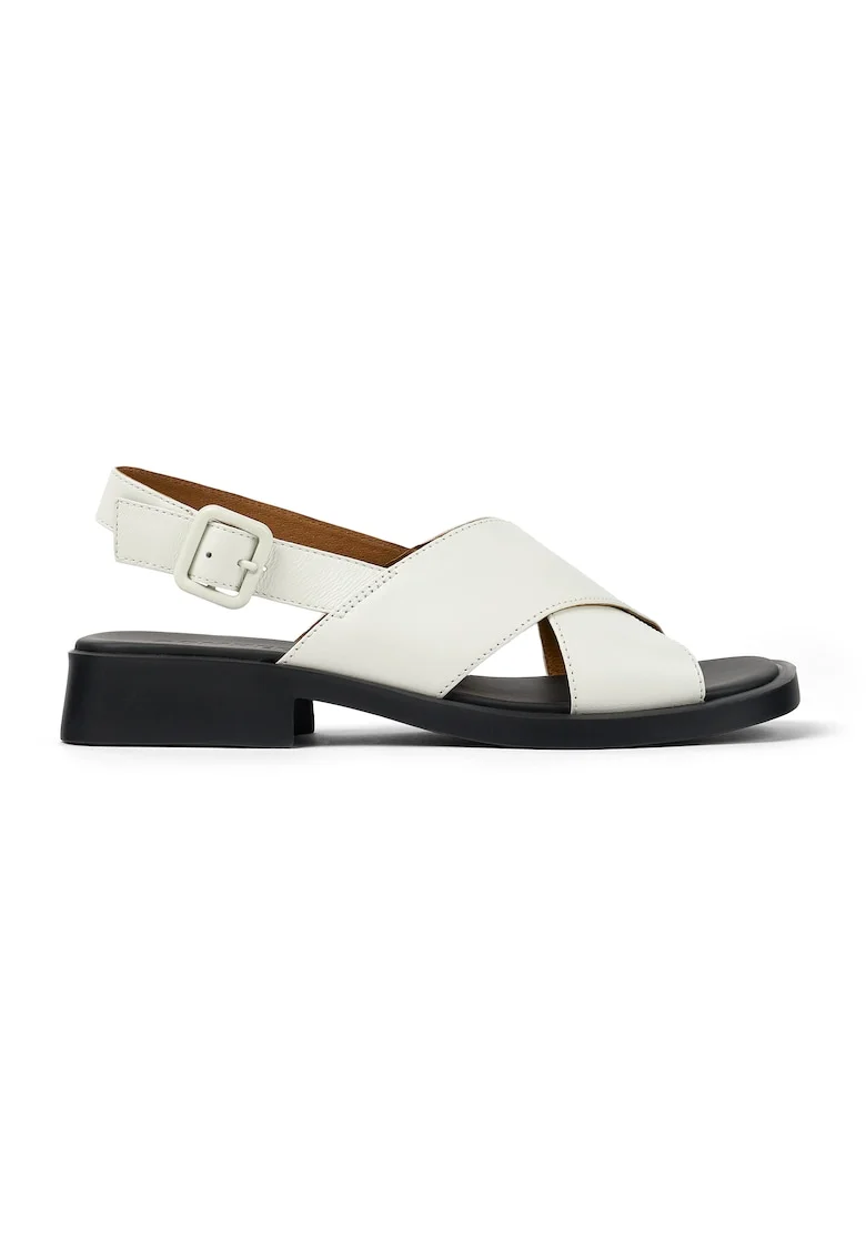 Sandale slingback de piele Dana, Alb optic