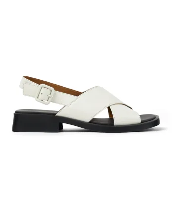 Sandale slingback de piele Dana, Alb optic