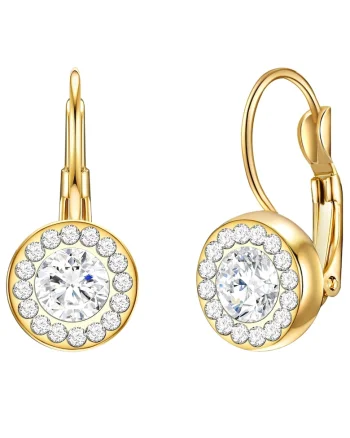 Cercei placati cu aur de 14K si decorati cu cristale, Auriu