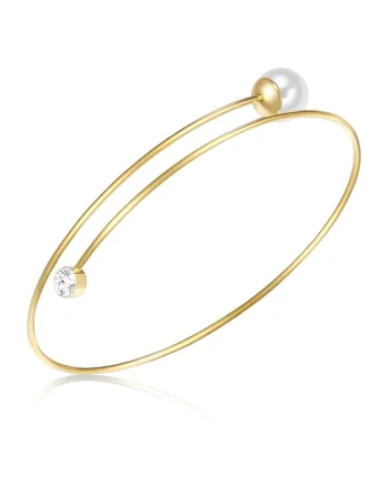 Bratara rigida placata cu aur de 14K, Auriu