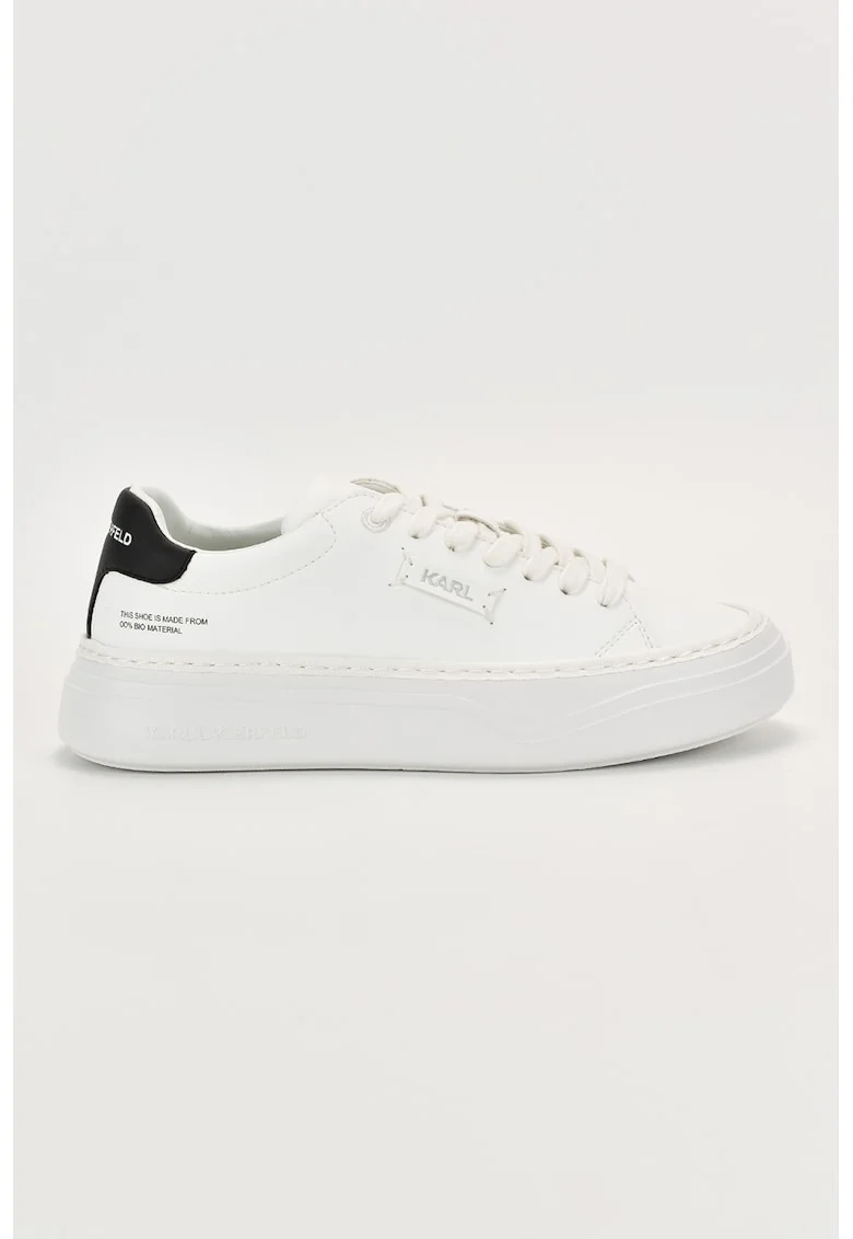 Pantofi sport de piele ecologica cu detalii logo, Alb