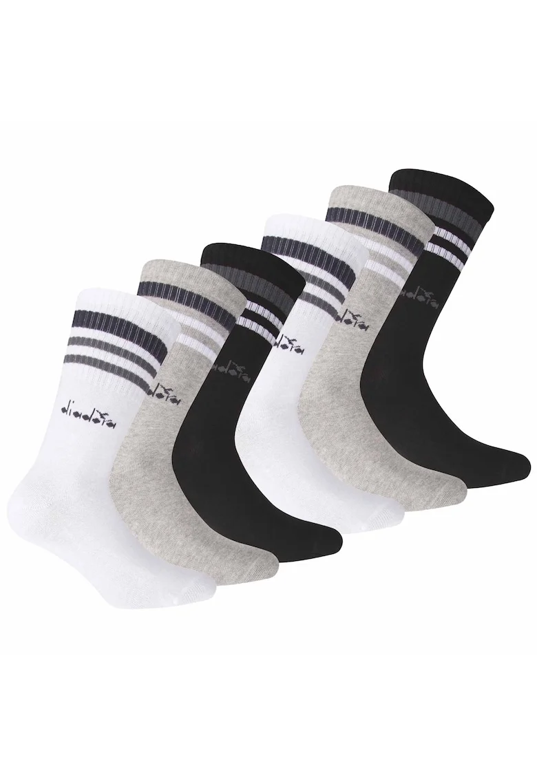 Set de sosete lungi unisex - 6 perechi, Alb/Negru/Gri