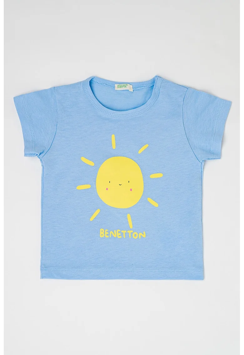 Tricou cu imprimeu grafic, Albastru pastel/Galben