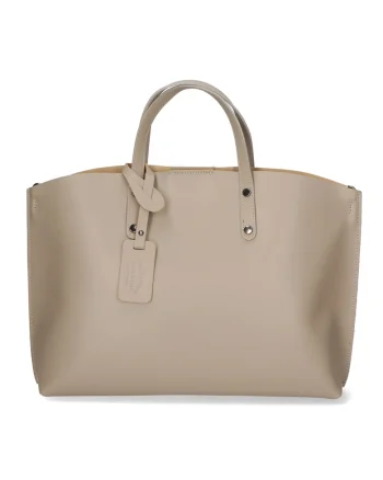 Geanta de piele cu bareta si etui interior detasabil, Maro taupe deschis