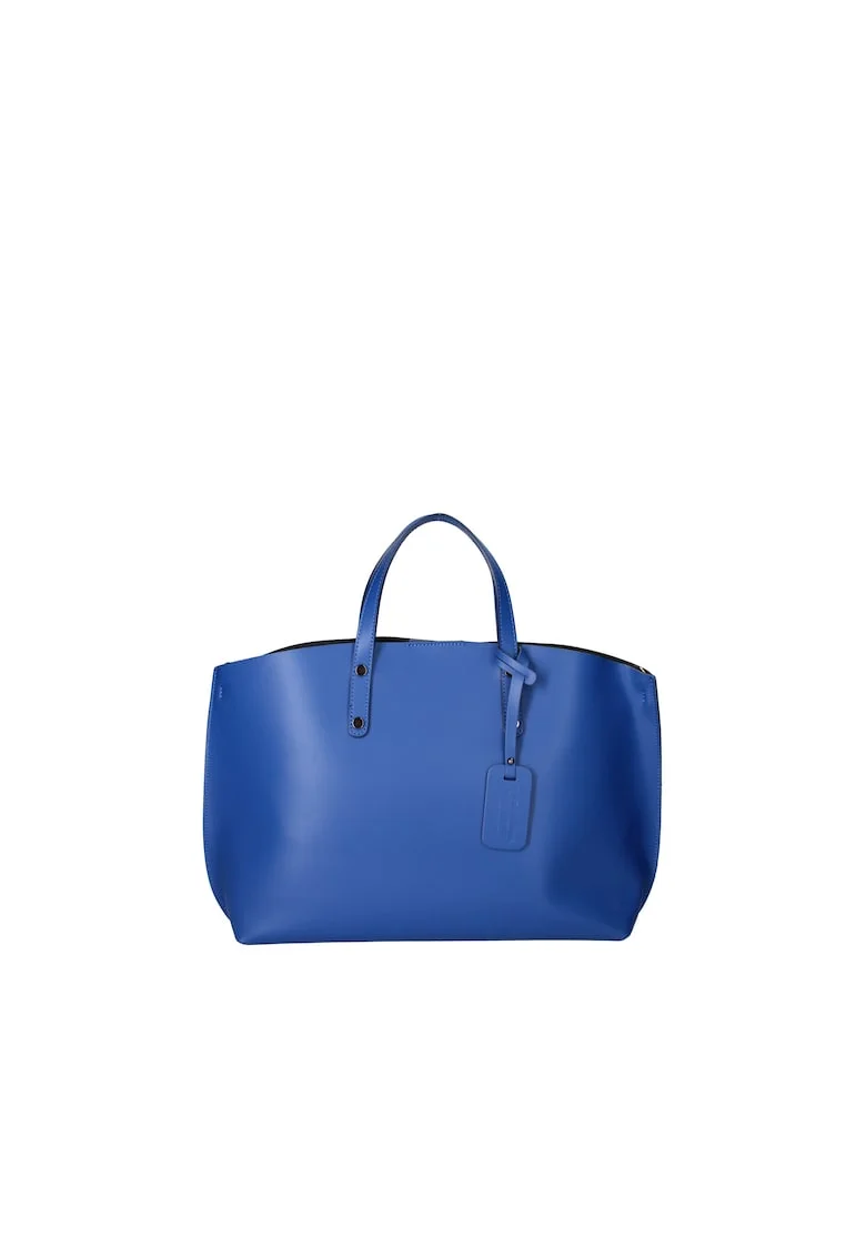 Geanta de piele cu bareta si etui interior detasabil, Albastru royal