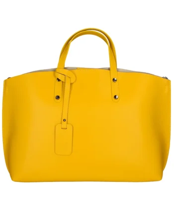Geanta de piele cu bareta si etui interior detasabil, Galben