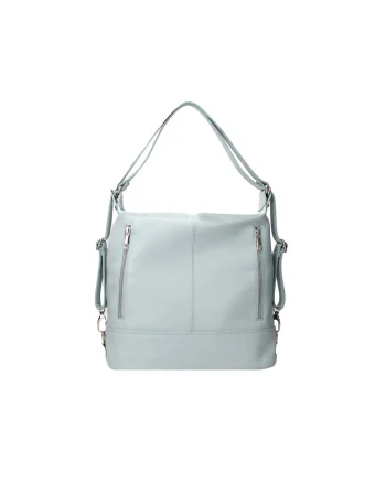 Geanta convertibila de piele, Albastru pastel
