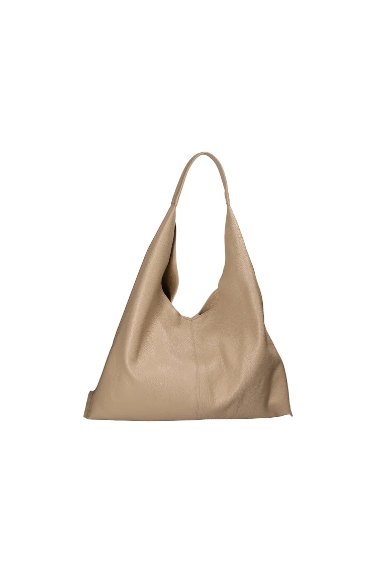 Geanta hobo de piele cu etui cu fermoar, Maro taupe
