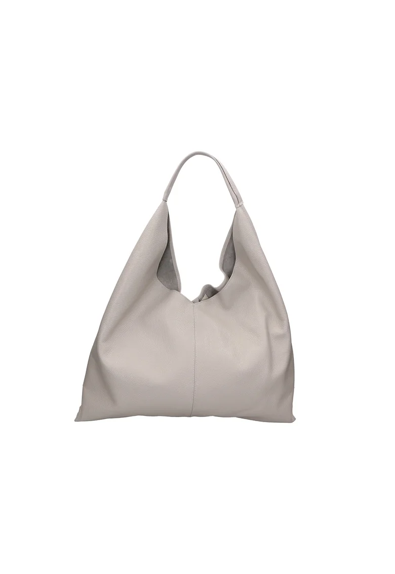 Geanta hobo de piele cu etui cu fermoar, Gri deschis