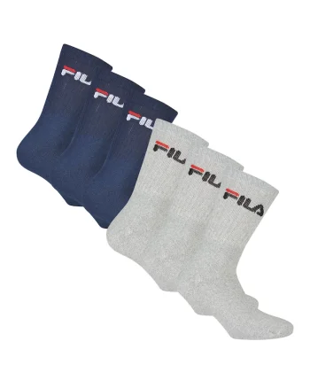 Set de sosete lungi unisex cu imprimeu logo - 6 perechi, Gri/Albastru