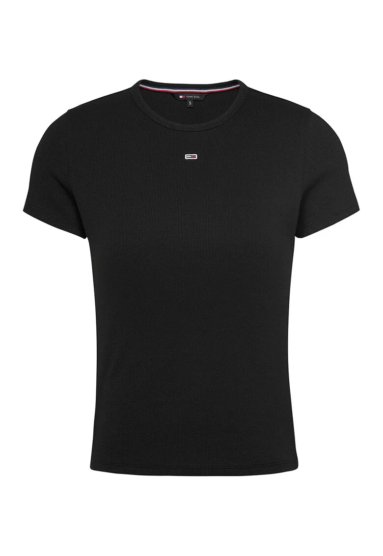 Tricou slim fit striat, Negru