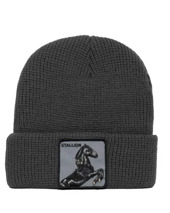 Caciula unisex din tricot fin cu aplicatie, Gri