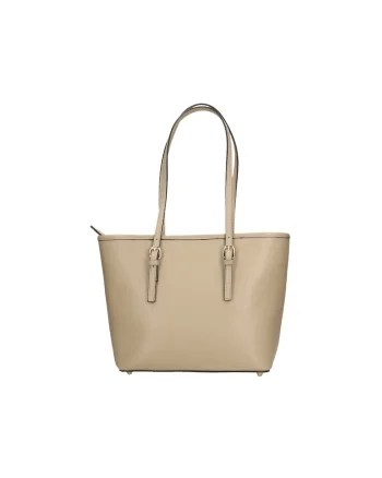 Geanta tote din piele saffiano, Maro taupe