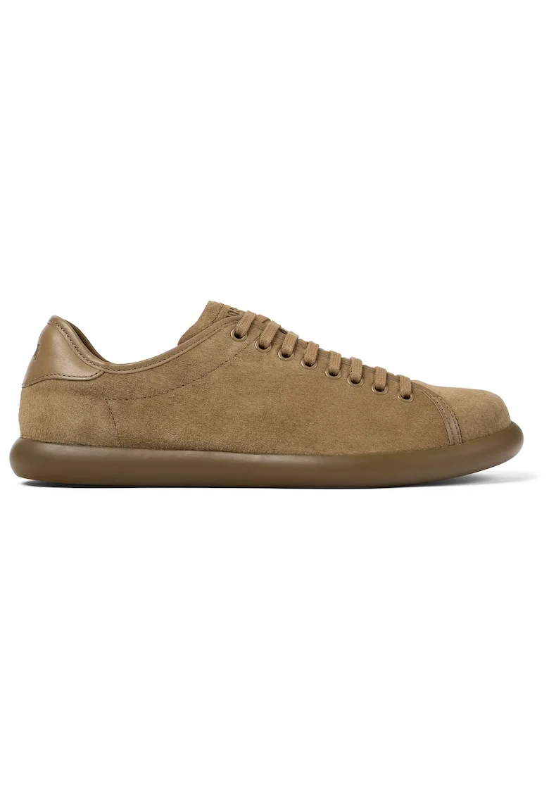 Pantofi casual de piele nabuc cu insertii de piele Pelotas Soller, Maro taupe