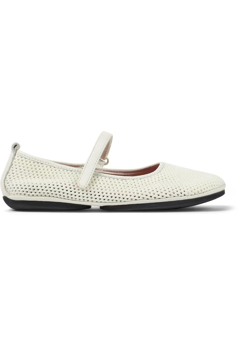 Balerini din material textil cu insertii de piele Right Nina, Alb