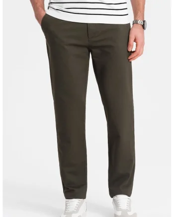 Pantaloni chino cu aspect texturat, Kaki