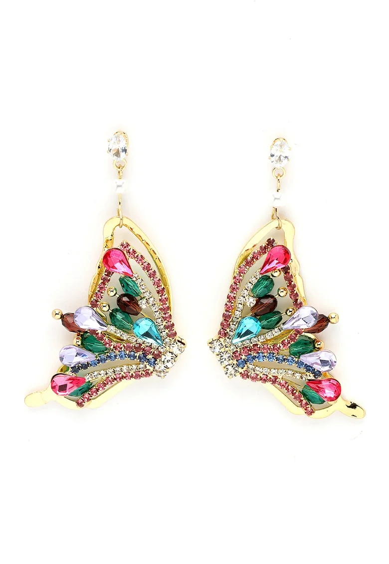 Cercei drop in forma de fluture, Multicolor