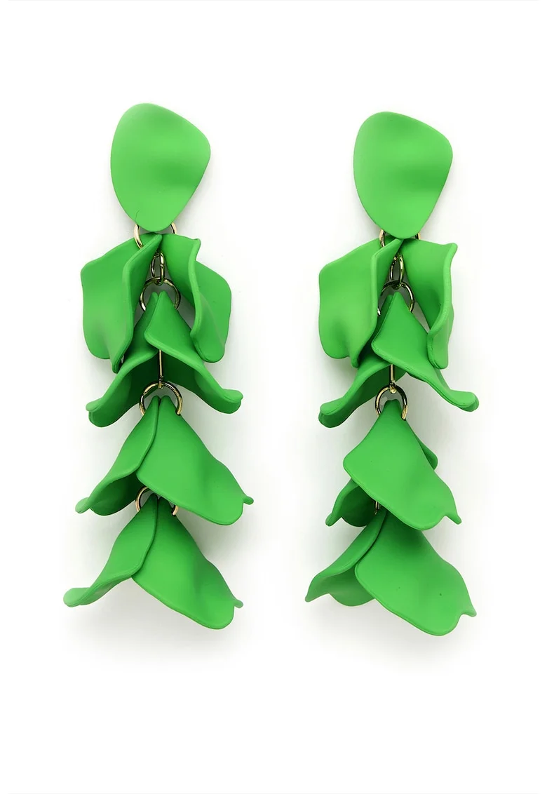 Cercei drop cu model supradimensionat, Verde