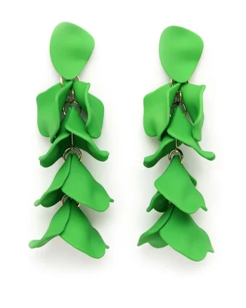 Cercei drop cu model supradimensionat, Verde