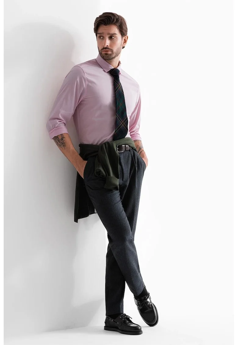 Camasa regular fit cu guler ascutit, Roz pal