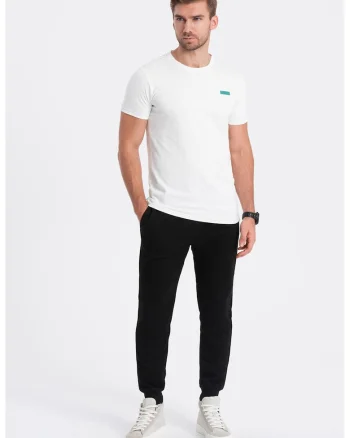 Tricou de bumbac cu decolteu la baza gatului, Alb