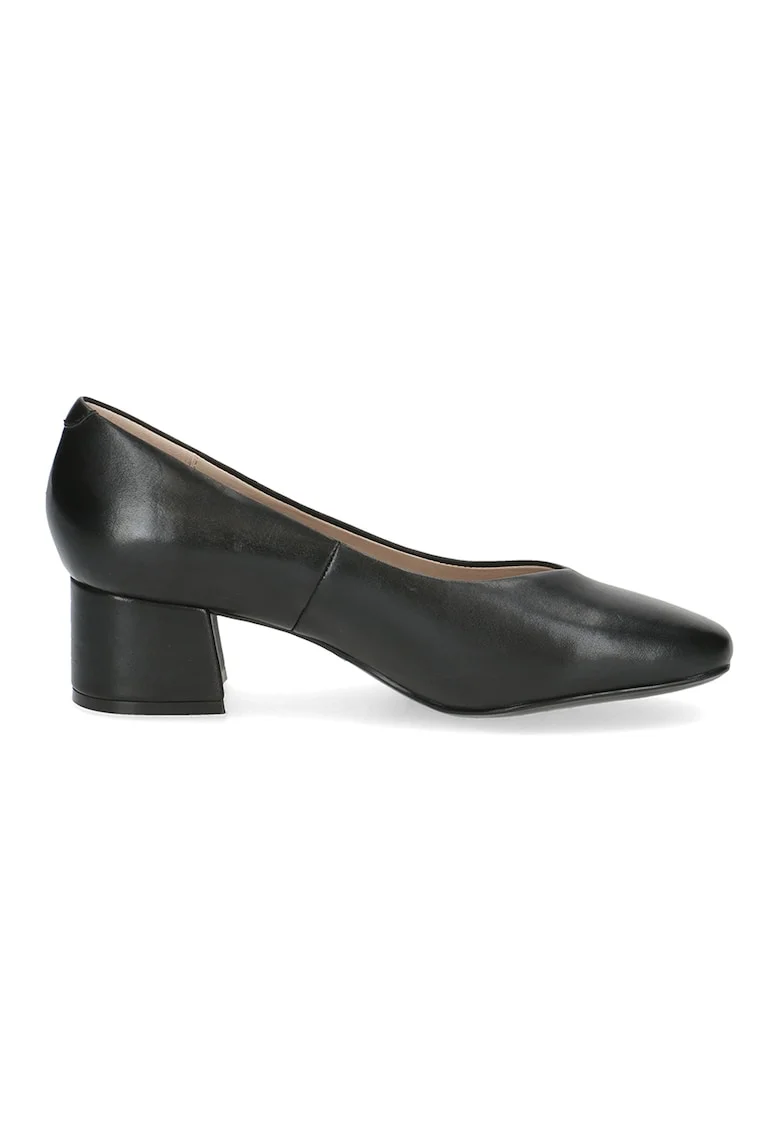 Pantofi de piele cu toc masiv, Negru