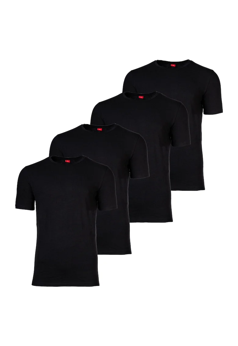 Set de tricouri cu decolteu rotund - 4 piese, Negru