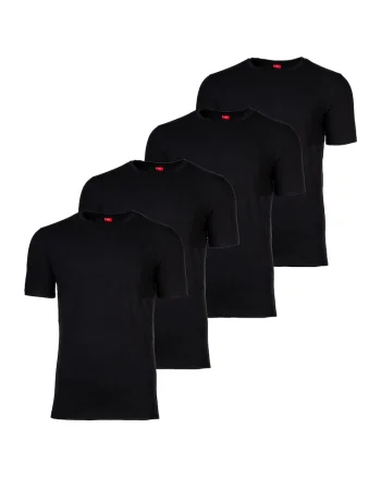 Set de tricouri cu decolteu rotund - 4 piese, Negru