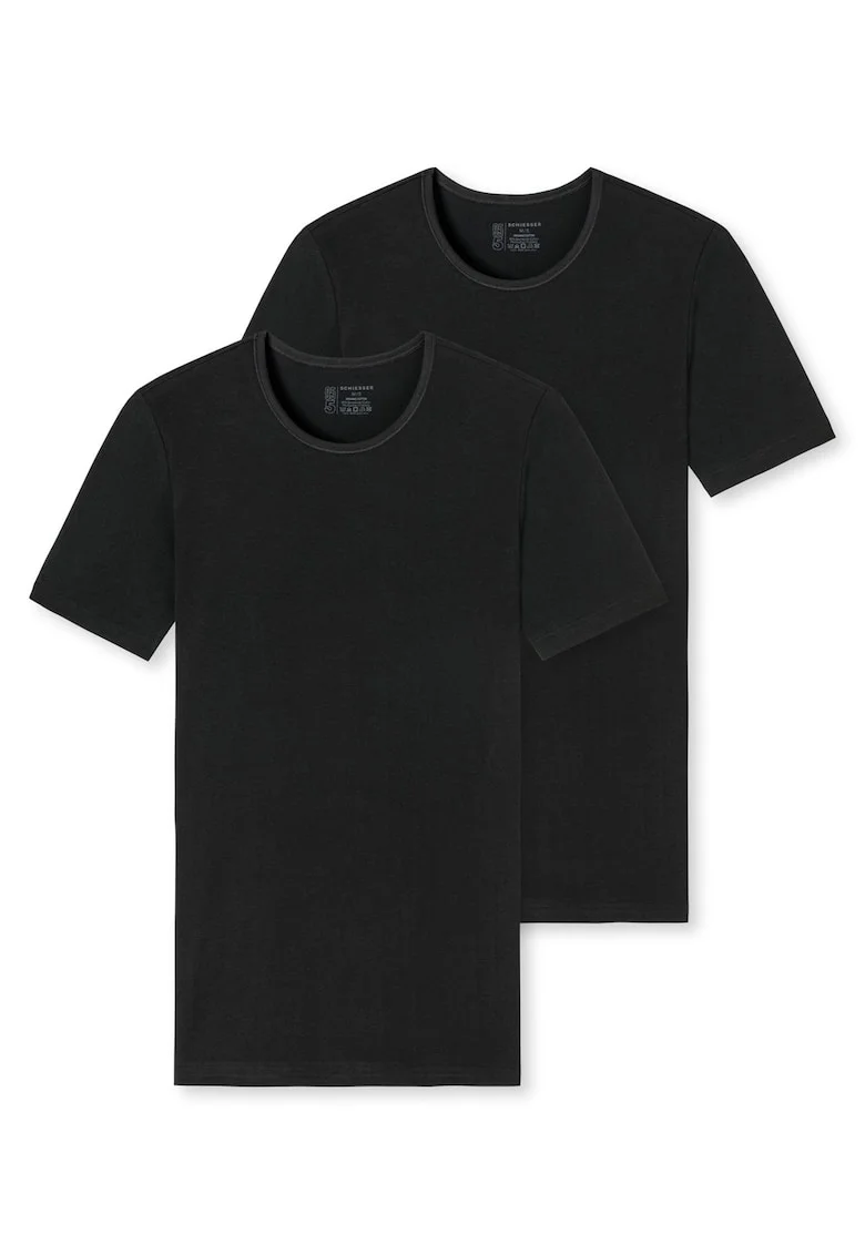 Set de tricouri cu decolteu la baza gatului - 2 piese, Negru