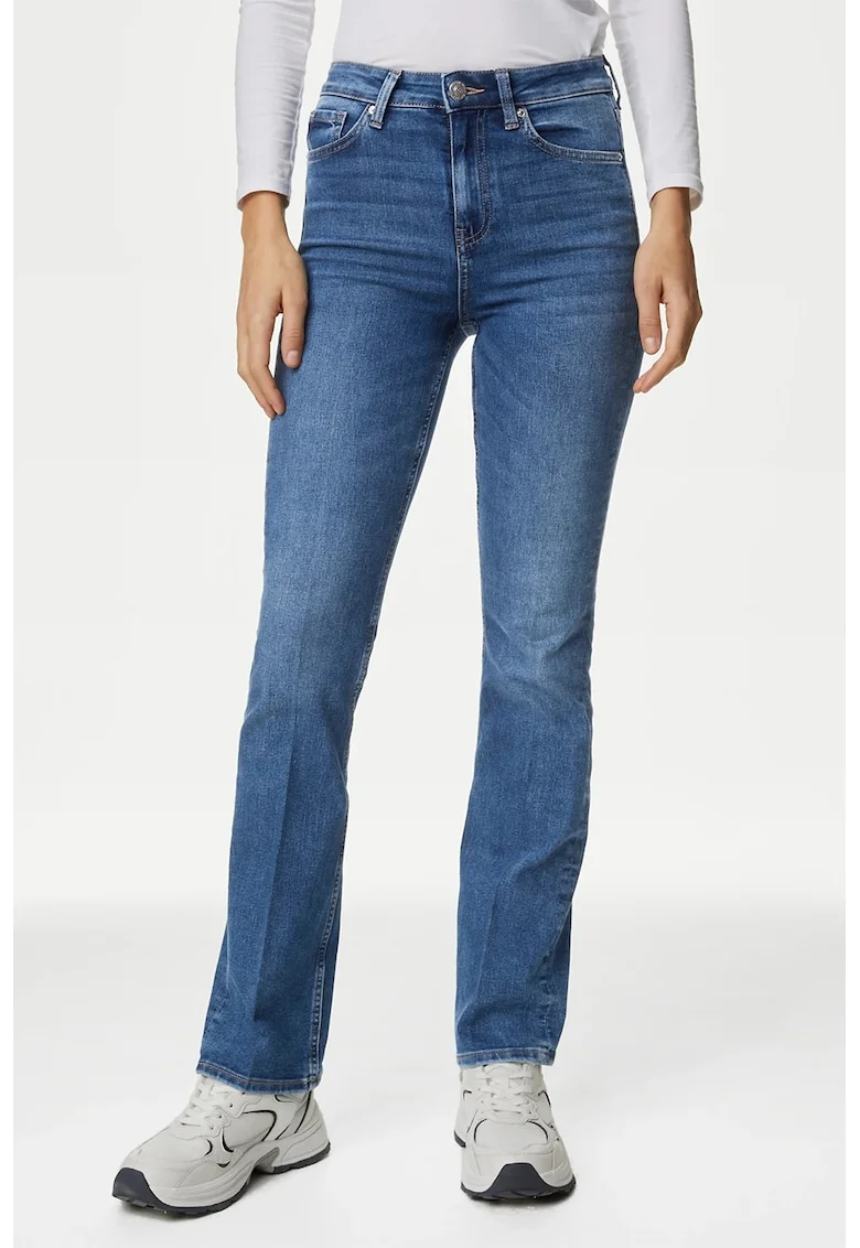 Blugi bootcut cu talie inalta Eva, Albastru prafuit