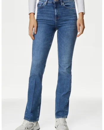 Blugi bootcut cu talie inalta Eva, Albastru prafuit