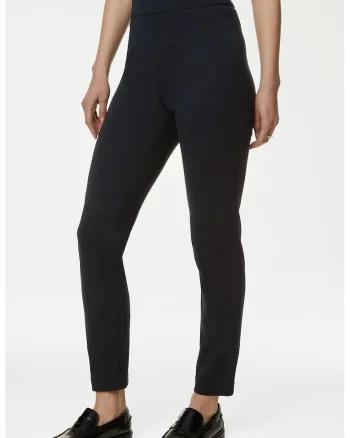 Pantaloni slim fit cu talie inalta, Negru stins