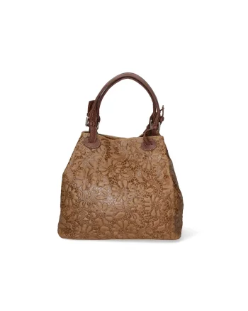 Geanta hobo cu model floral in relief, Maro taupe