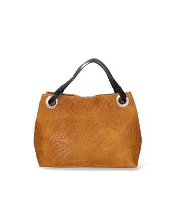 Geanta de piele cu aspect texturat, Caramel