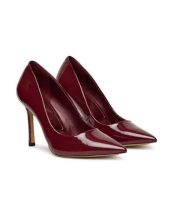 Pantofi dama,  toc inalt, piele naturala, rosu