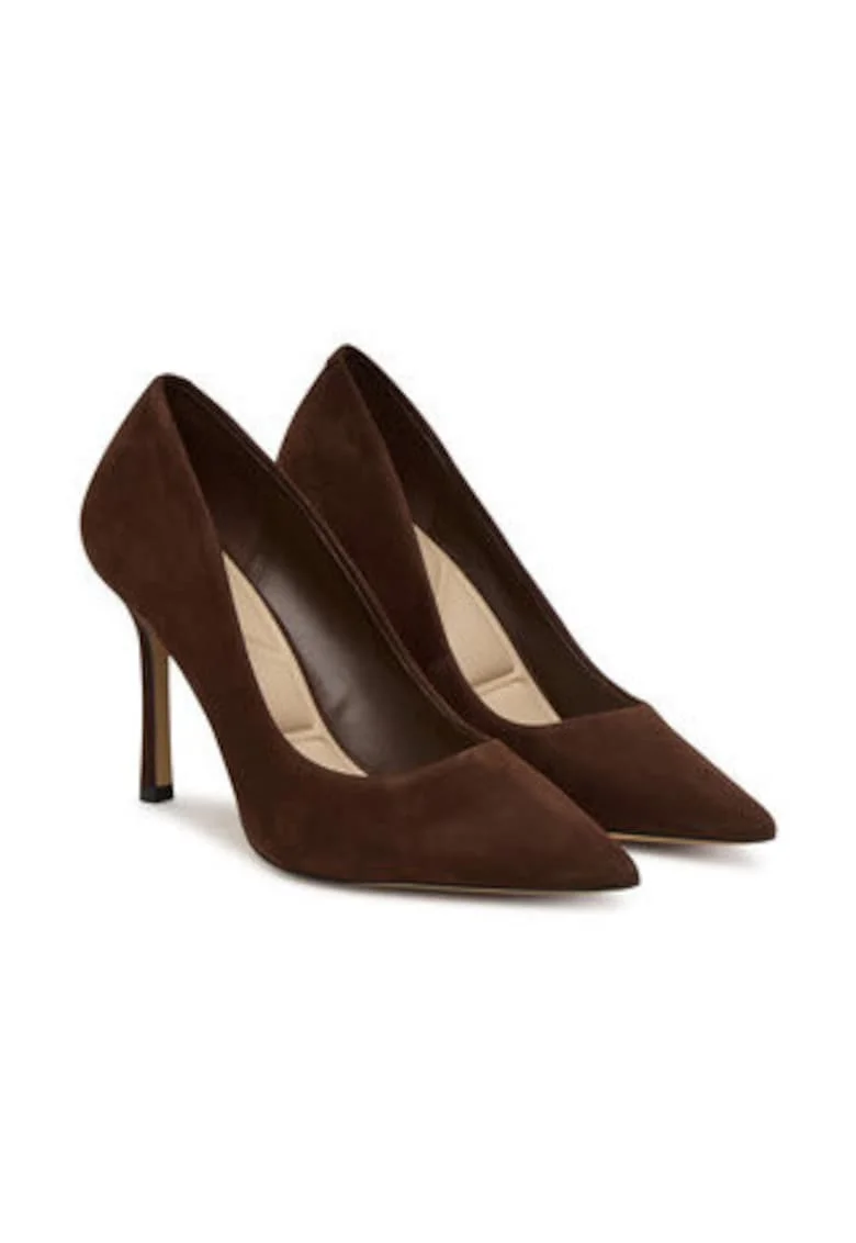 Pantofi dama,  toc inalt, piele naturala, maro