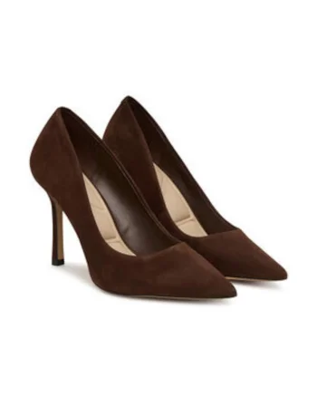 Pantofi dama,  toc inalt, piele naturala, maro